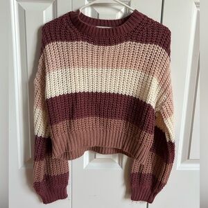 Charlotte Russe Striped Sweater in Rose, Cream & Mauve